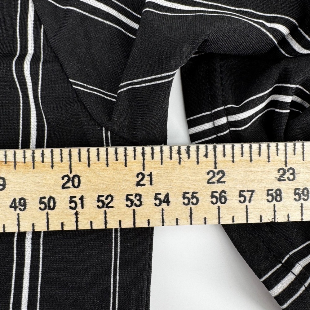 Black White Tunic Top Striped Split Sleeve V Neck Women L XL Career Office NWT - Picture 8 of 11